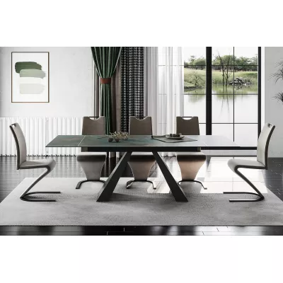 Ausziehbarer Esstisch GEDEON 1 - 160x90, Türkis/Mattschwarz