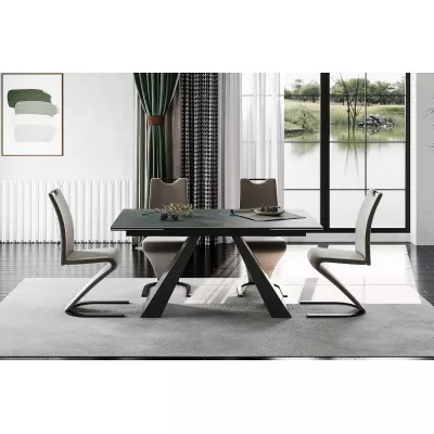 Ausziehbarer Esstisch GEDEON 1 - 160x90, Türkis/Mattschwarz