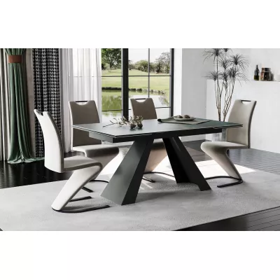 Ausziehbarer Esstisch GEDEON 1 - 160x90, Türkis/Mattschwarz
