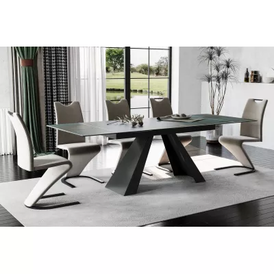 Ausziehbarer Esstisch GEDEON 1 - 160x90, Türkis/Mattschwarz