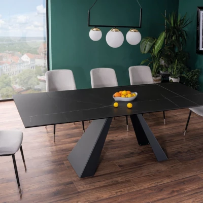 Ausziehbarer Esstisch GEDEON 1 - 160x90, schwarz / matt schwarz