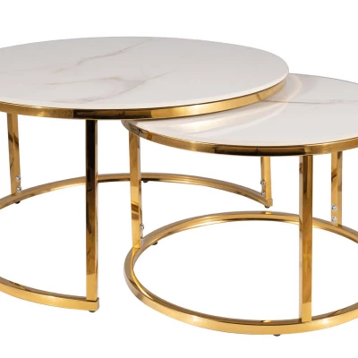 Couchtisch-Set JONES 80 – Weiß/Gold