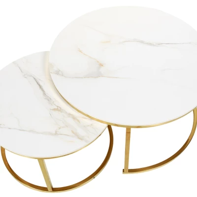 Couchtisch-Set JONES 80 – Weiß/Gold