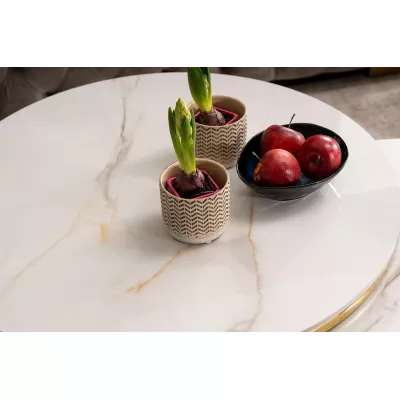 Couchtisch-Set JONES 80 – Weiß/Gold