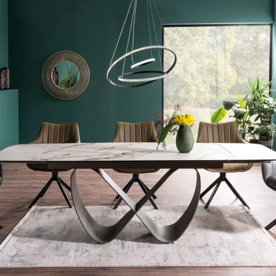 Designer-Esstisch GRANT – weiß/braun