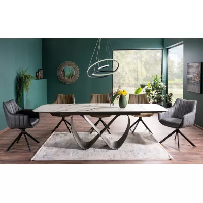 Designer-Esstisch GRANT – weiß/braun