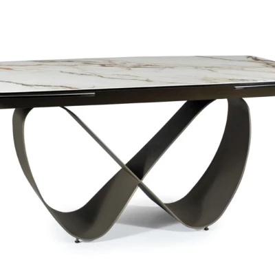 Designer-Esstisch GRANT – weiß/braun