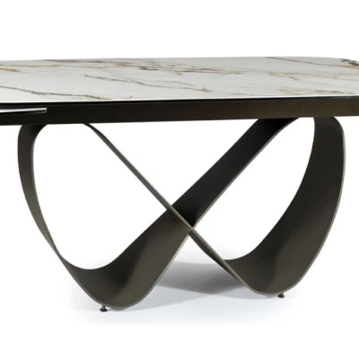 Designer-Esstisch GRANT – weiß/braun
