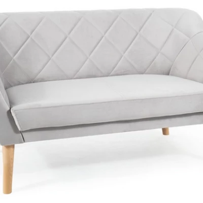 Zweisitzer-Sofa AISHA – hellgrau/Buche