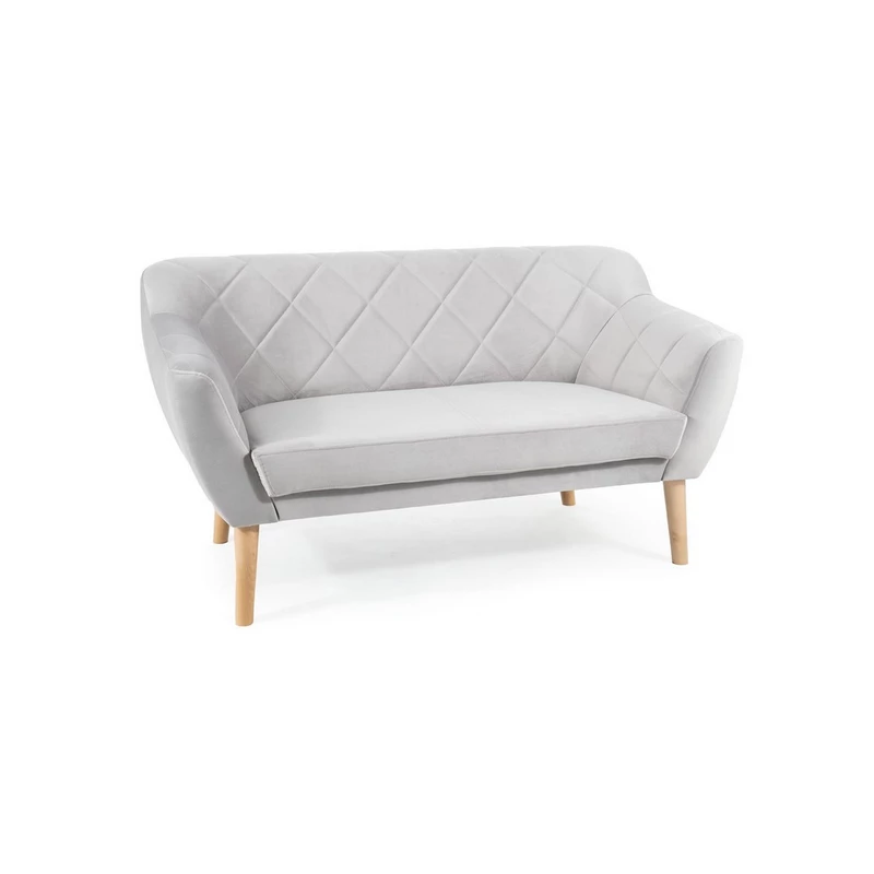 Zweisitzer-Sofa AISHA – hellgrau/Buche