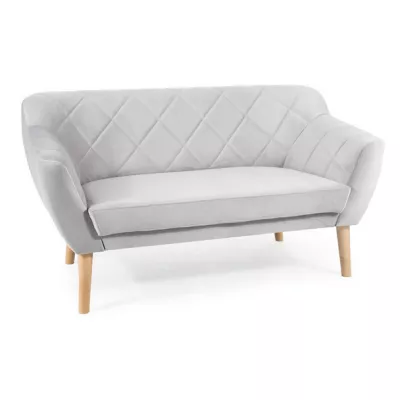 Zweisitzer-Sofa AISHA – hellgrau/Buche