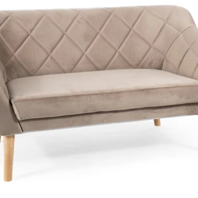 Zweisitzer-Sofa AISHA – Dunkelbeige/Buche
