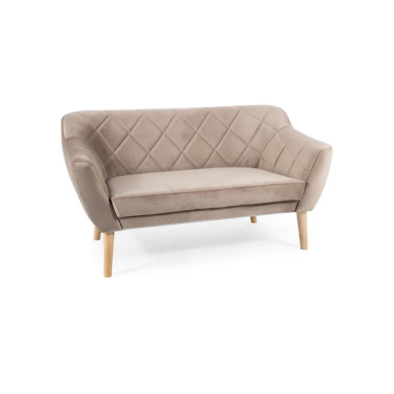 Zweisitzer-Sofa AISHA – Dunkelbeige/Buche