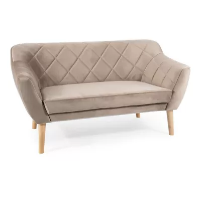 Zweisitzer-Sofa AISHA – Dunkelbeige/Buche