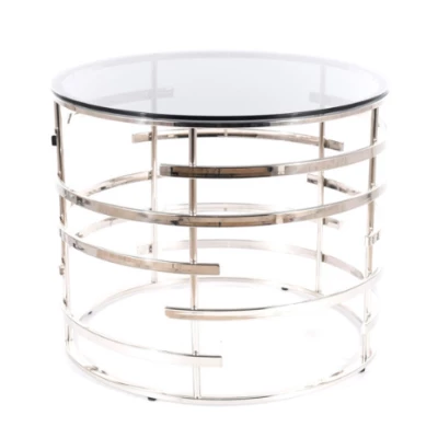 LAMBRO Couchtisch - Glas / Silber