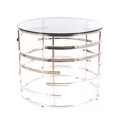 LAMBRO Couchtisch - Glas / Silber