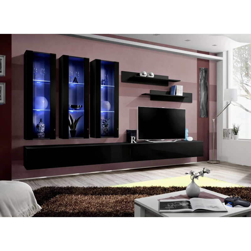 Hängende Wohnzimmer-Wandleuchte FREYA 3 - schwarz