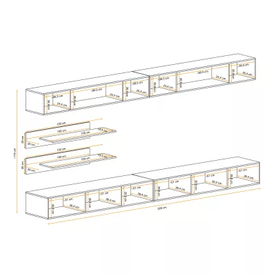 Hängende Wohnzimmerwand FREYA 3 - weiß