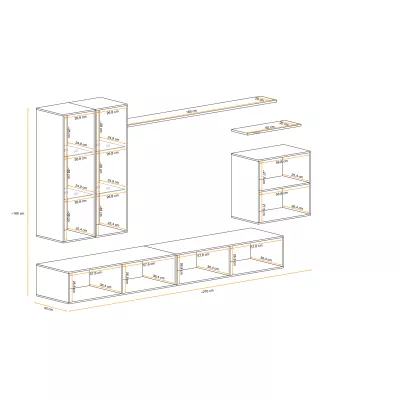 Wohnwand RIONATA 12 – weiß / wotan Eiche