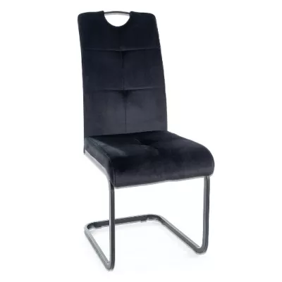 KASJA gepolsterter Esszimmerstuhl - schwarz / schwarz