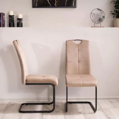 Gepolsterter Esszimmerstuhl KASJA - schwarz / beige