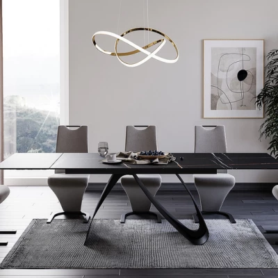 Ausziehbarer Esstisch HELIO - 160x90, schwarz