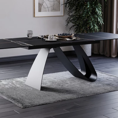 Ausziehbarer Esstisch HELIO - 160x90, schwarz
