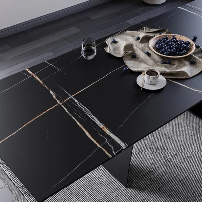 Ausziehbarer Esstisch HELIO - 160x90, schwarz