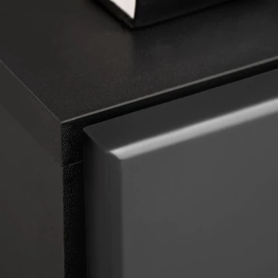 Wohnzimmerwand mit Elektrokamin AINA – Schwarz/Perlgrau
