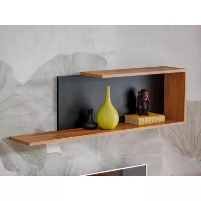 Wohnzimmerwand BASILIE - weiß / Wotaneiche