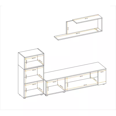 Wohnzimmerwand BASILIE - weiß / Wotaneiche