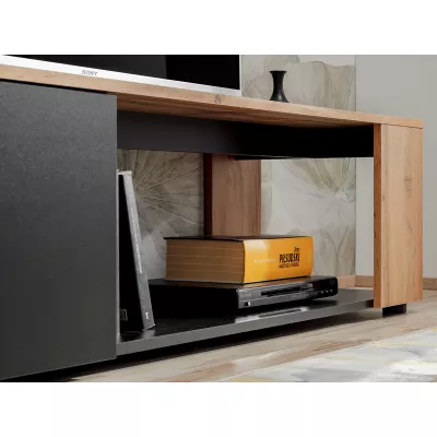 TV-Ständer BASILIE – Weiß / Wotan-Eiche