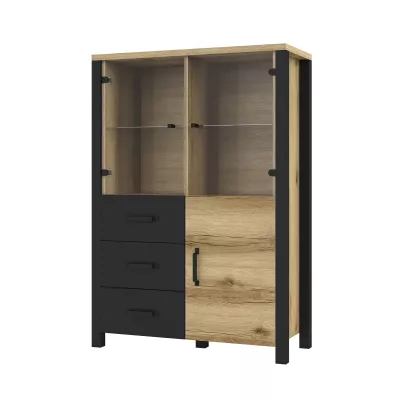 Kombinierte Vitrine OKAL – Grand-Natureiche / schwarz