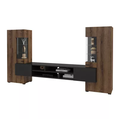 Wohnwand NIKOL – Monastery-Eiche / schwarzer Onyx