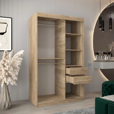Kleiderschrank MARIA – Breite 120 cm, Sonoma-Eiche / Weiß