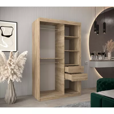 Kleiderschrank MARIA – Breite 120 cm, Sonoma-Eiche / Weiß