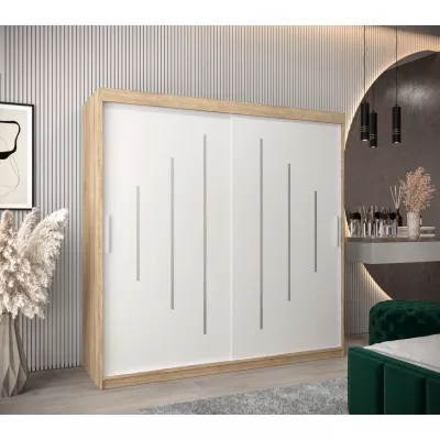 Kleiderschrank ERIKA – Breite 200 cm, Eiche sonoma / weiß