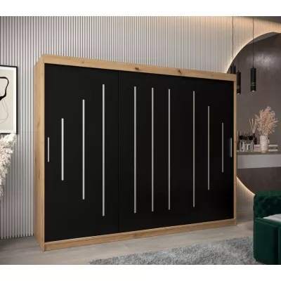 Kleiderschrank ESTER – Breite 250 cm, Eiche artisan / schwarz
