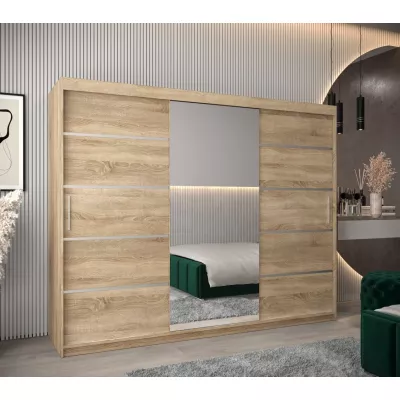 Spiegel-Kleiderschrank ADELA – 250 cm, Eiche sonoma