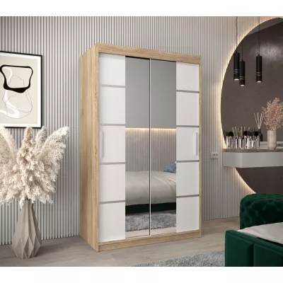 Schrank mit Spiegeln VIVIEN – Breite 120 cm, Eiche Sonoma / Weiß