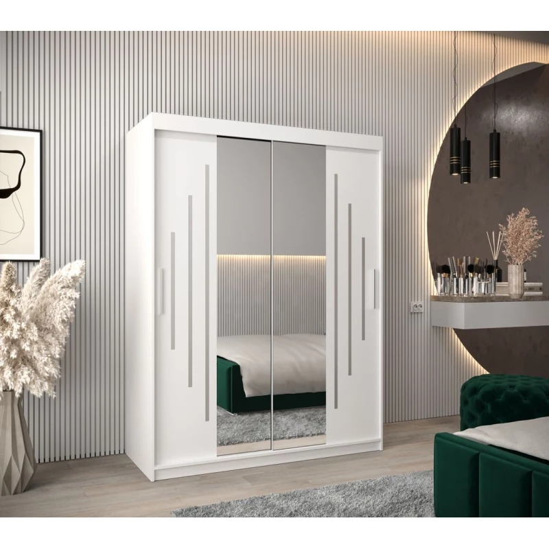 Kleiderschrank mit Spiegel KATI – Breite 150 cm, weiß