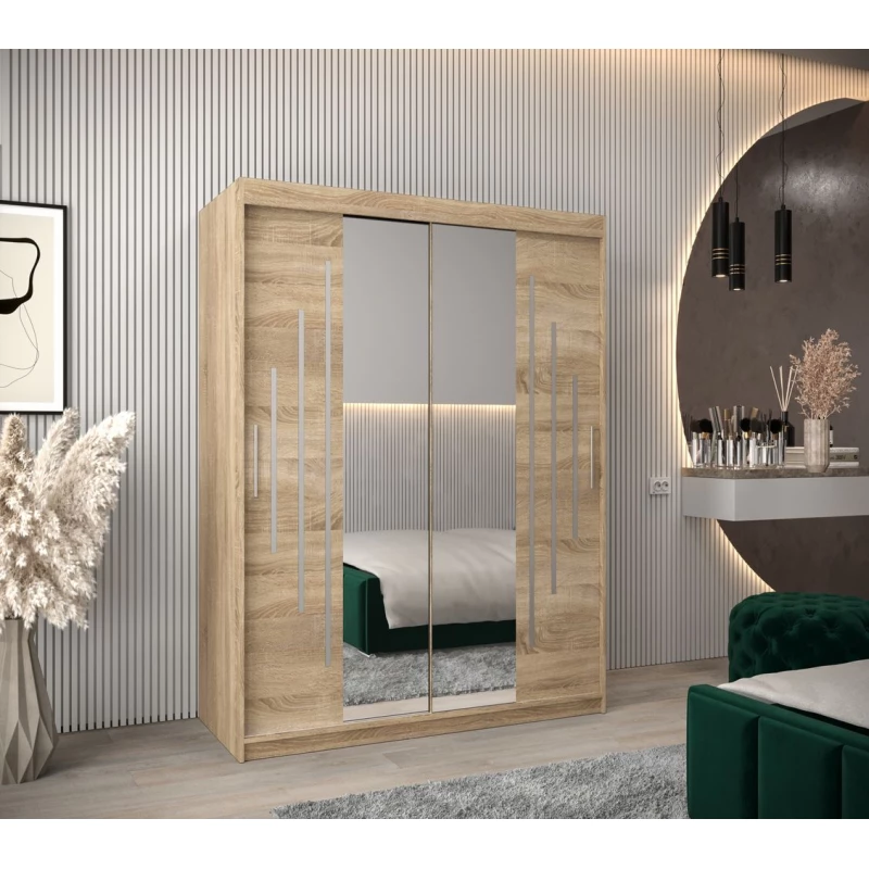 Kleiderschrank mit Spiegel KATI – Breite 150 cm, Sonoma-Eiche