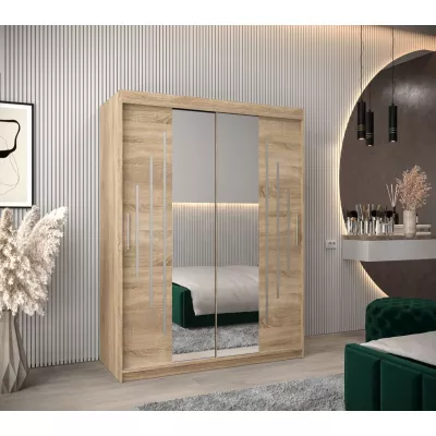 Kleiderschrank mit Spiegel KATI – Breite 150 cm, Sonoma-Eiche