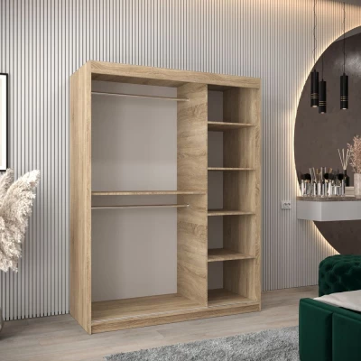Kleiderschrank mit Spiegel KATI – Breite 150 cm, Sonoma-Eiche