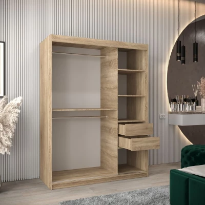 Kleiderschrank mit Spiegel KATI – Breite 150 cm, Sonoma-Eiche