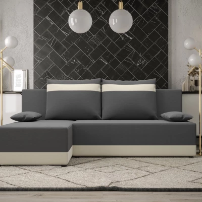 Ecksofa OLIVE – Dunkelgrau/Beige