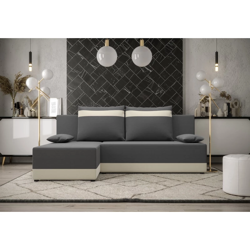 Ecksofa OLIVE – Dunkelgrau/Beige