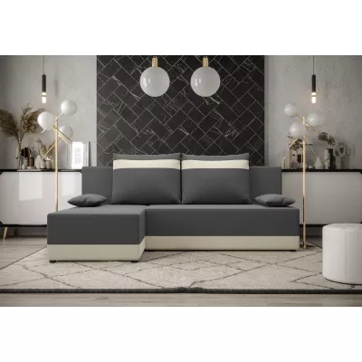 Ecksofa OLIVE – Dunkelgrau/Beige