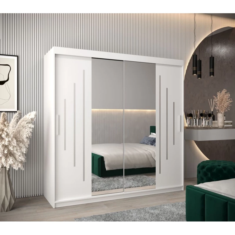 Kleiderschrank mit Spiegel SOFIA – Breite 200 cm, weiß