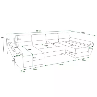 U-förmige Couchgarnitur OPHELIA – Honigfarbe